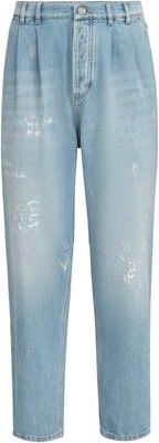 Brunello Cucinelli Denim trousers with rips in Light Blue Denim at Nordstrom, Size 60 It
