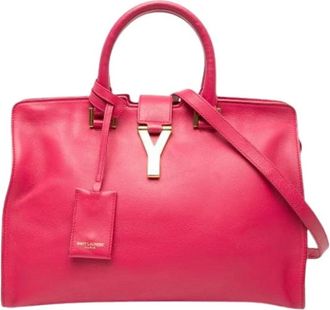 Saint Laurent Pre-owned Handbags, female, Pink, Size: ONE SIZE Pre-owned Cabas Chyc Satchel