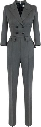 Elisabetta Franchi Jumpsuits & Playsuits, Dames, Grijs, S, Wol, Cool Wool Jumpsuit