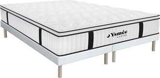 Vente-Unique Conjunto somier y colch&oacute;n ign&iacute;fugo de muelles ensacados y cubrecolch&oacute;n DELICE de YSM&Eacute;E HOTEL - 180x200 cm