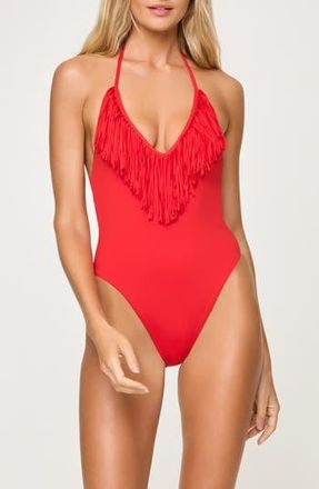 L*Space Deert Days Fringe One-Piece Swimsuit in Flame at Nordstrom Rack, Size X-Large