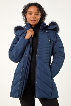 Roman Hooded Longline Quilted Coat