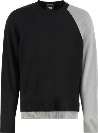 Yohji Yamamoto Geborduurd Logo Crew-neck Sweater - Heren - Ronde hals truien - Zwart - S - Polyester - Truien & Vesten