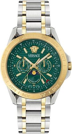 Versace V-Galaxy Moonphase Two-Tone Bracelet Watch, 43mm in Two Tone at Nordstrom