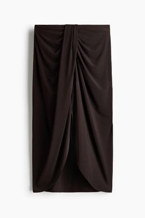 H&M Draped Jersey Skirt in Dark Brown at Nordstrom, Size X-Small