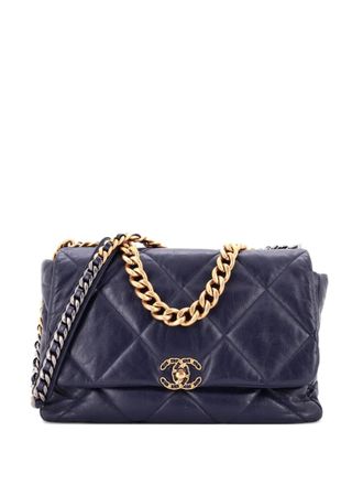 Chanel 19 Flap Bag Quilted Leather Maxi crossbody bag - women - Calf Leather - One Size - Blue