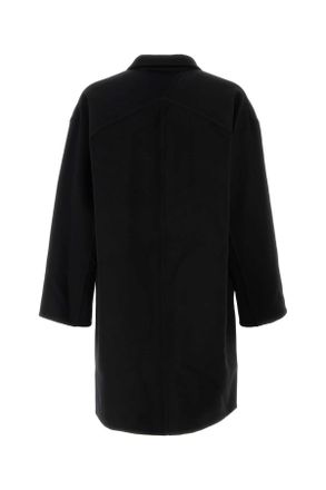 Bottega Veneta Mens Black Wool Coat Exterior: Cappotti