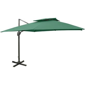 vidaXL Sombrilla Jard&iacute;n Voladiza Con Cubierta Doble Verde 300x300 Cm Vidaxl