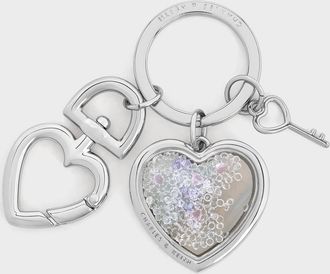 Charles & Keith Heart Lock Crystal Keychain