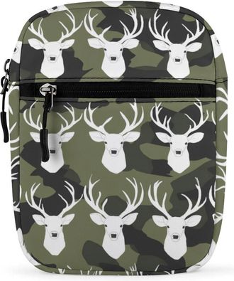 Generic Deer Camouflage Pattern Trendy Crossbody Bag for Men Women Small Satchel Men Sling Adjustable Shoulder Strap Messenger