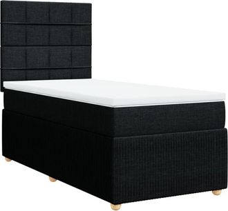 vidaXL Cama Box Spring Con Colch&oacute;n Tela Negro 90x200 Cm Vidaxl