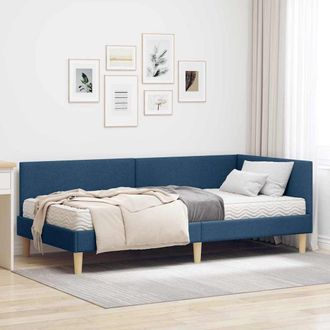 vidaXL Estructura De Cama Esquina Con Colch&oacute;n 2 Uds. Azul 90 X 200 Cm Vidaxl