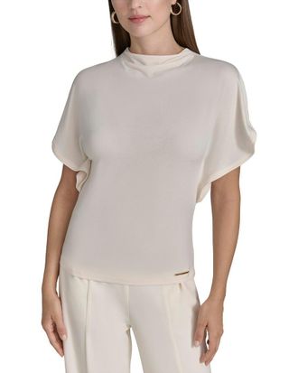 Halston Heritage Mock Neck Butterfly Sleeve Top