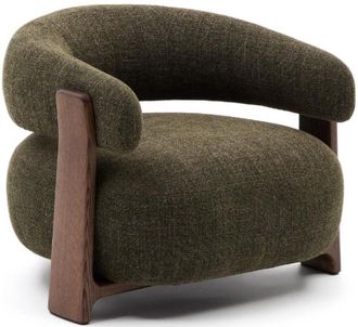 K Home Massiver Design Sessel Granyte - Nussbaum/Gr&uuml;n