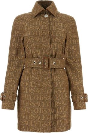 Versace Brown Embroidered Trench Coat