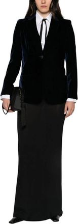 Emporio Armani Geklede single-breasted blazer met inkeping revers - Dames - Jassen - Blauw - Maat: S Leer