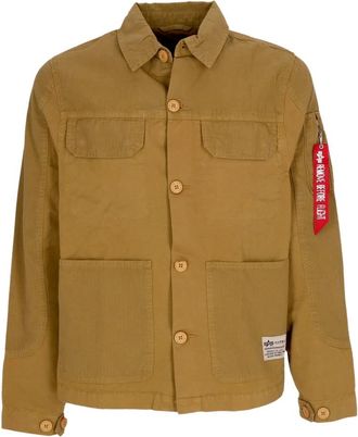 Alpha Industries Kleur Blok Overshirt Jas Khaki - Heren - Zomerjassen - Beige - S - Katoen - Jassen