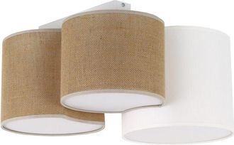 Luminosa Light Designs TK Mona Lámpara de techo cilíndrica blanca, marrón, 3 bombillas E27
