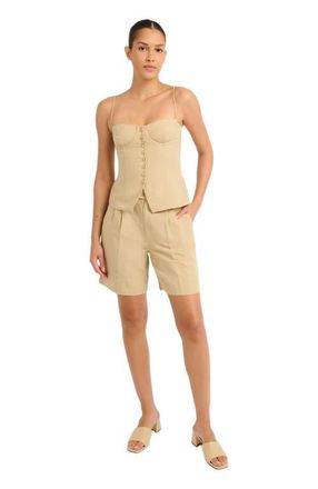 Onia Air Linen Underwire Corset Top in Jute at Nordstrom, Size 10