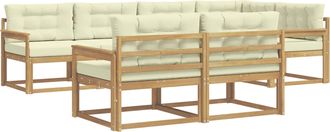 vidaXL Conjunto De Sof&aacute;s De Exterior 6 Uds. Blanco Y Crema Poli&eacute;ster Vidaxl