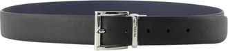 Prada Saffiano Leren Omkeerbare Riem - Heren - Riemen - Zwart - 80 CM - Leer - Accessoires