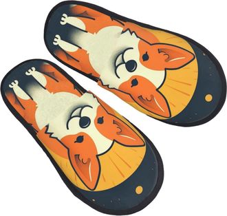 Generic Sliders Playful Corgi Reusable Slippers Warm Shoes For Big Kid Christmas Home M