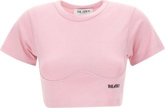 The Attico Tops, Dames, Roze, XS, Katoen, Cropped T-shirt