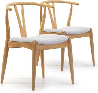 HOMN Pack 2 sillas color roble, madera maciza, 55 x 54,5 x 76 cm