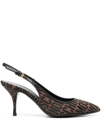 Moschino Pumps con logo jacquard 80mm - Marrone