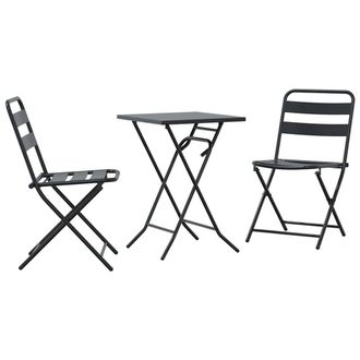 Berkfield Home 3 Piece Folding Bistro Set Anthracite Steel in Black