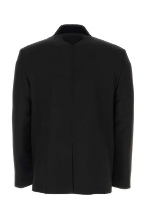 Prada Mens Black Wool Blazer Nero Giacche E Gilet