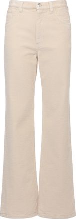 Marni Ivory Ribbed Velvet Trousers with Flared Hem