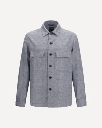 Ermenegildo Zegna Crossover Shirt Jacket in linen wool and silk Male M