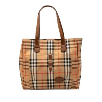 Burberry Pre-owned Tote Bags, female, Beige, Size: ONE SIZE Pre-owned Haymarket Check Tote