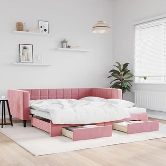 vidaXL Vidaxl - Sof&aacute; Cama Nido Con Cajones Terciopelo Rosa 100x200 Cm