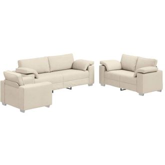 vidaXL Sof&aacute; 3 Pcs Beige 219 X 80 X 82 Cm Tejido Mezcla De Lino Vidaxl