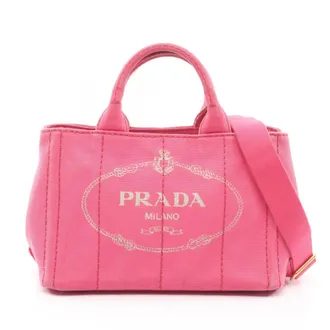 Prada Pink Canvas Handbag Tote Bag (Pre-Owned)