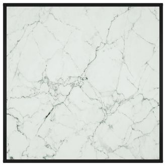 Berkfield Home Modern Coffee Table Black with White Marble Glass 90x90x50 cm | Size: 90 x 90 x 50 cm