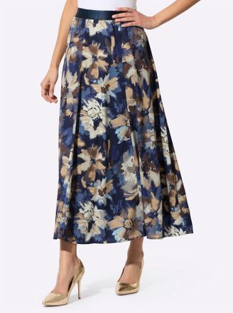 Cr&eacute;ation L Webrock CREATION L, Damen, Gr. 40, beige (marine, champagner, bedruckt), 100% Polyester, bedruckt, gebl&uuml;mt, gemustert, mehrfarbig, lang, R&ouml;cke Webrock