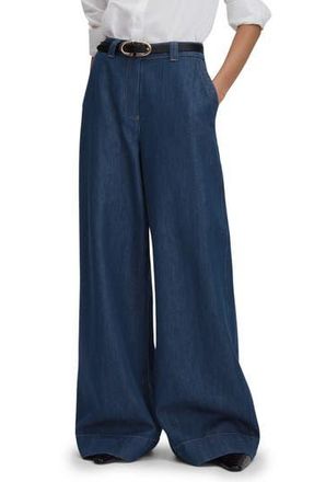 Reiss Olivia High Waist Wide Leg Jeans in Dark Blue at Nordstrom Rack, Size 27