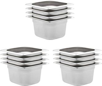 vidaXL Bandejas Gastronorm 12 Unidades Gn 1/6 100 Mm Acero Inoxidable Vidaxl