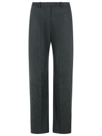 Khaite Grey Hunter Low Waist Wool-Cashmere Flared Pants