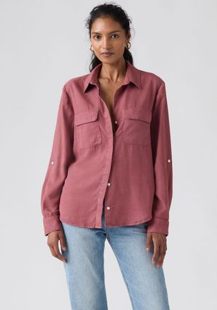 Levi's Hemdbluse LEVIS, Damen, Gr. L (40), crushed berry gd, Web, Obermaterial: 100% Lyocell, figurumspielend h&uuml;ftbedeckend, Krempel&auml;rmel,mit Riegel Manschet