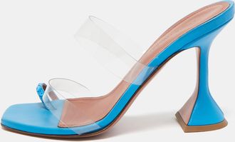 Amina Muaddi Blue Pvc Sami Slide Sandals
