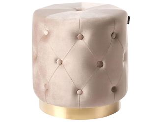 Beliani Puf terciopelo blanco crema