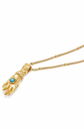 Nialaya Guardian Hand Pendant Necklace in Gold /Turquoise at Nordstrom