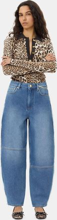Ganni Blue Stary Jeans in Mid Blue Stone Size 24 Organic Cotton Womens