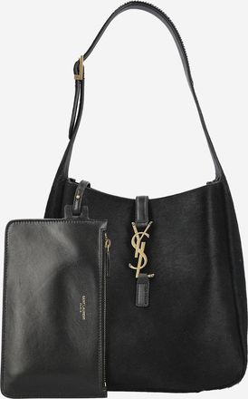 Saint Laurent Womens Le 5 &Agrave; 7 Pony Leather Bag Black Shoulder