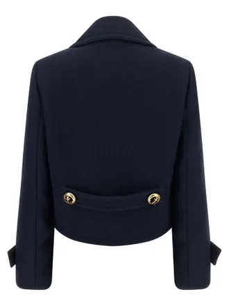 Balenciaga Double-Breasted Wool Blazer - Navy