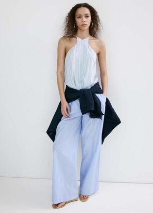 Mango Top incrociato righe blu - Donna - XS - MANGO